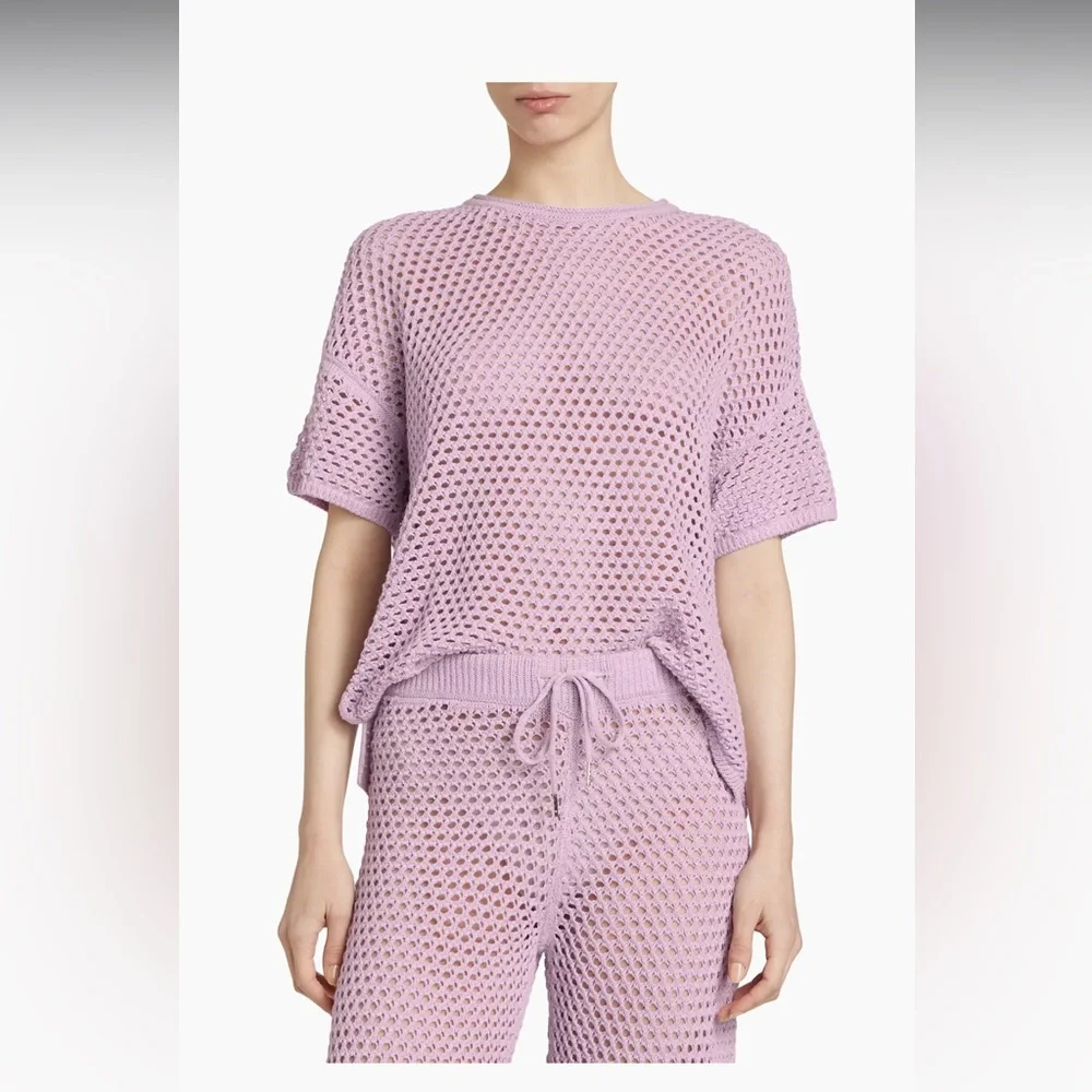 Stellae Dux Boxy Crocheted Lavender Mesh Lounge Set - Picture 2 of 6